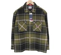 TOMMY HILFIGER Brushed Check Men Shirt 2XL Overshirt Flannel Thick Button Green