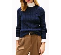 Tommy Hilfiger Women's CO Cable MID GG C-NK LS SWT WW0WW47644 Pullover Sweater, Blue (Dark Night Navy), S