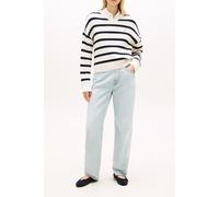 Tommy Hilfiger Cable-knit V-neck Sweater Ivory Petal/dark Navy size M | Sweaters Outlet | Women | White M