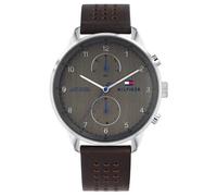 Tommy Hilfiger Chase 1791579 Men's Multifunction Watch - 44mm Grey Dial Brown Leather Strap