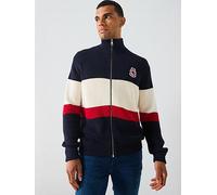 Tommy Hilfiger Chest Stripe Full Zip Knitted Jumper, Navy, Size M, Men Navy
