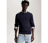Tommy Hilfiger Classic Cable Mens Crew Jumper - Navy Cotton - Size Large