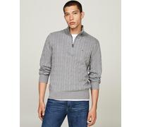 Tommy Hilfiger Classic Cotton Cable Mens Half Zip Mock Sweatshirt - Medium Grey Heather - Medium Grey Heather - L