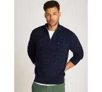 Tommy Hilfiger Classic Cotton Cable Mens Half Zip Mock Sweatshirt - Navy - Size Medium