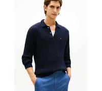 Tommy Hilfiger Classic Cotton Cable Mens Long Sleeve Polo - Desert Sky - Desert Sky - L