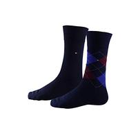 Men's Tommy Hilfiger 2 Pack Mens Crew Checked Socks Black - Black/Black - Size: 9/10/10.5/9.5/11