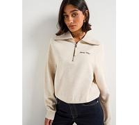 Tommy Hilfiger Classic Script Fleece Half-Zip Sweater, Beige, Size Xl, Women Beige
