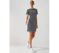 Tommy Hilfiger Women's New Cody Slim Short Cotton Dress, Multicolor (Breton/Dark Night Navy/ECU), L