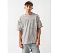 Tommy Hilfiger Men’s Short Sleeve Round Neck Logo T-Shirt, Grey (Light Grey Heather), L