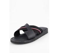 Tommy Hilfiger Core Criss Flat Sandals, Black, Size 41, Men Black