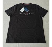 Tommy Hilfiger Core Logo T-Shirt Men's L Slim Fit Organic Cotton Black Tee
