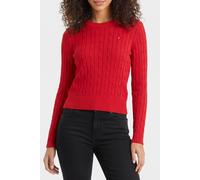 Tommy Hilfiger Cotton Cable Mid Crew Neck Primary Red size XL | Sweaters Outlet | Women | Red XL