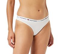 Tommy Hilfiger - Cotton Iconic Thong, White - Soft Cotton Blend - 90% Cotton, 10% Elastane - Elasticated Waistband - Medium Rise Waist - Size S