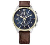 Tommy Hilfiger Dean 1791275 Men's Multifunction Watch - 46mm Blue Dial Brown Leather Strap