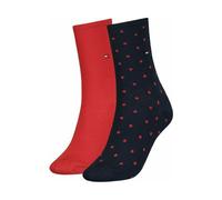 Tommy Hilfiger DOT 2 Pack Womens Crew Socks Red/Navy - UK 2-5