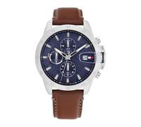 Tommy Hilfiger Dual Time Watch for Men with Brown Leather Strap - 1792195