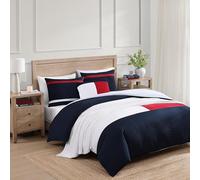 Tommy Hilfiger - Duvet Set, Luxuriously Soft Rich Cotton Bedding with Matching Shams, Textured Seersucker Design (Iconic Anniversary Navy, King)