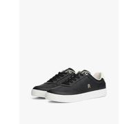 Tommy Hilfiger Elevated Womens Leather Court Trainers - Black - Black - UK6.5 EU40 US9