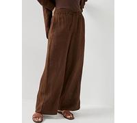 Tommy Hilfiger Ess Linen Pull On Pants, Brown, Size L, Women Brown