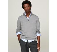 Tommy Hilfiger Essential Cotton 1/4 Zip Mock Knitted Jumper - Grey, Grey, Size M, Men Grey