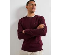 Tommy Hilfiger Essential Cotton Crew Neck Knitted Jumper - Dark Red, Dark Red, Size S, Men Dark Red