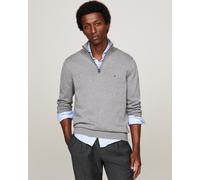 Tommy Hilfiger Essential Cotton 1/4 Zip Mock Knitted Jumper - Grey, Grey, Size L, Men Grey