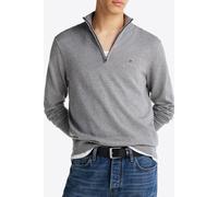 Tommy Hilfiger Essential Cotton 1/4 Zip Mock Knitted Jumper - Grey, Grey, Size L, Men Grey