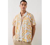 Tommy Hilfiger Essential Floral All Over Print Woven Bowling Shirt, Orange, Size S, Men Orange
