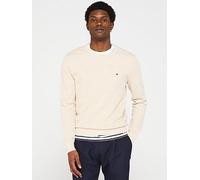 Tommy Hilfiger Men’s Regular Fit Essential Structure Crew Neck Jumper, Beige (Heathered Oatmilk), L