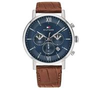 Tommy Hilfiger Evan 1710393 Men's Quartz Watch - 44mm Blue Dial Brown Leather Strap
