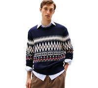 Tommy Hilfiger Fairisle Men's Cotton Crew Neck Lightweight Pullover Desert Sky/Ivory Petal, Medium