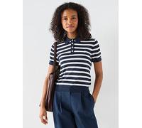 Tommy Hilfiger Fine Knit Polo Stripe Sweater, Navy, Size Xs, Women Navy