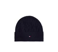 Tommy Hilfiger Flag Cable Knit Beanie AM0AM13588DW6 - Unisex - Cotton Blue 0.00 x 21.0 x 24.0