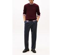 Tommy Hilfiger Flag Embroidery Textured Crew Neck Jumper Deep Burgundy size M | Sweaters Outlet | Men | Brown M