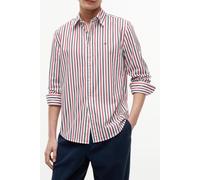 Tommy Hilfiger Men's Flex Poplin Seasonal Stripe Sht MW0MW43315 L/S Shirt, RED (Medium Red/Multistripe), S