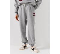 Tommy Hilfiger Flock Varsity Logo Cuffed Joggers, Grey, Size Xl, Women Grey
