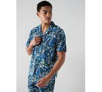 Tommy Hilfiger Floral Print Woven Bowling Shirt Print, Navy, Size S, Men Navy