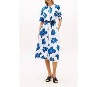 Tommy Hilfiger Frayed Vis/linen Ss Poppy Print Spaced Ivory/blue Orbit size S | Midi Dresses Outlet | Women | White S