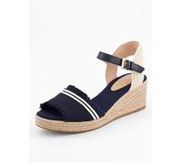 Tommy Hilfiger Fringe Canvas Medium Wedge, Navy, Size 42, Women Navy