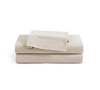 Tommy Hilfiger® - Full Sheet Set, Cotton Chambray Bedding with Matching Pillowcase, Lightweight Weave, Subtle Textured Bed Sheets (Beige)