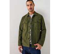 Tommy Hilfiger Garment Dyed Utility Overshirt, Green, Size M, Men Green