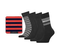 Tommy Hilfiger Gift Box - 4 Pairs Designer Socks, Black UK 6-8 Medium to Large