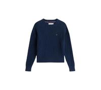 Tommy Hilfiger Girl's Cable Sweater Kg0Kg08848 Pullover Sweater, Blue (Dark Night Navy), 7 Years