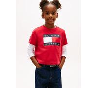 Tommy Hilfiger Girls Heritage Flag Short Sleeve T-Shirt, Red, Size Age: 4 Years Red
