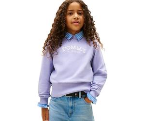 Tommy Hilfiger Girl's HIGH RIB HEM CREW NECK KG0KG08989 Pullover Sweatshirt, BLUE (Periwinkle Dusk), 10 Years