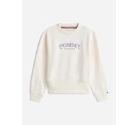 Tommy Hilfiger Girl's HIGH RIB HEM CREW NECK KG0KG08989 Pullover Sweatshirt, WHITE (Ancient White), 14 Years