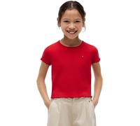 Tommy Hilfiger Girls’ T-Shirt Short Sleeve Essential Rib Slim Fit, Red (Primary Red), 12 Years