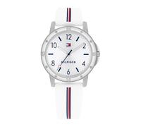 Tommy Hilfiger Girls Watch with Silver Dial, White Silicone Strap, 32mm Silver-Tone Case, 3 Hand Quartz Movement, 3ATM Water Resistant - 1720014