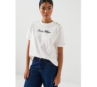 Tommy Hilfiger Gold Button Detailed Top, White, Size Xxxl, Women White