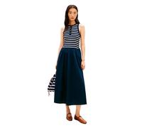 Tommy Hilfiger Women's Dress Gold-Coloured Button Poplin Mix Midi Length, Pink (Breton Stripe Dark Night/Ecru), M